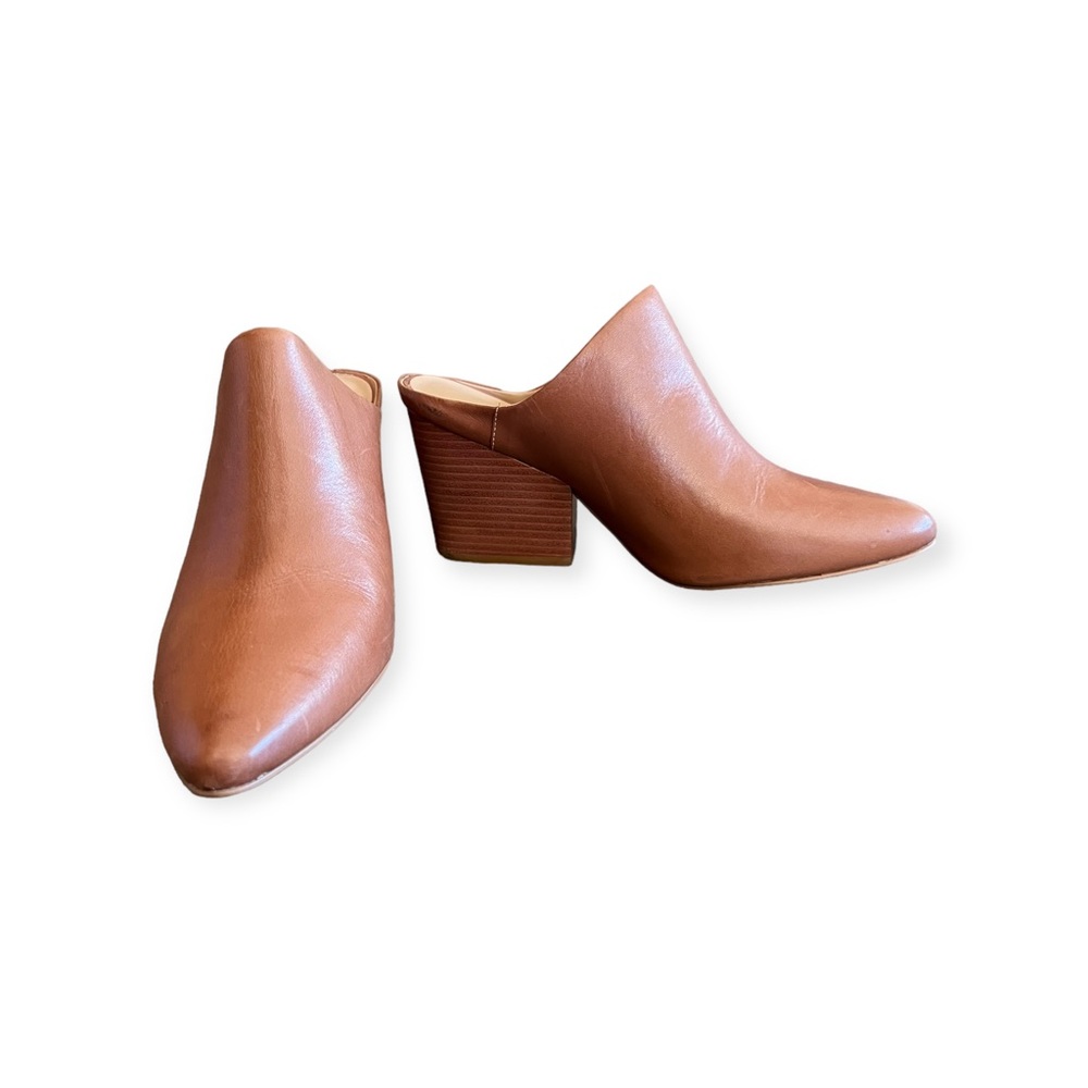 ABLE Global + Local Brown shoes heels leather Pointed Toe Mules Sz 6.5
